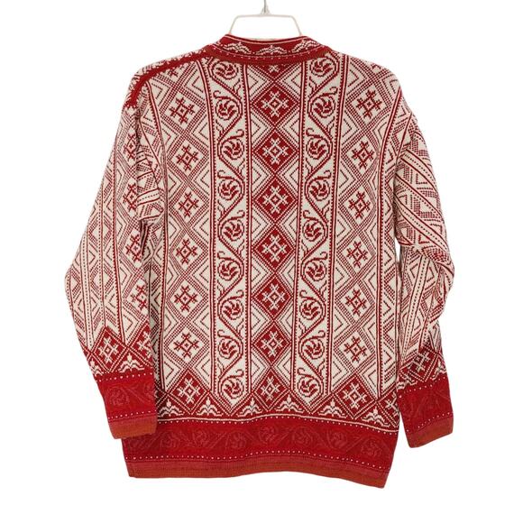 Dale of Norway Fair Isle Knitted Wool Cardigan Full Zip Red White - Picture 2 of 8